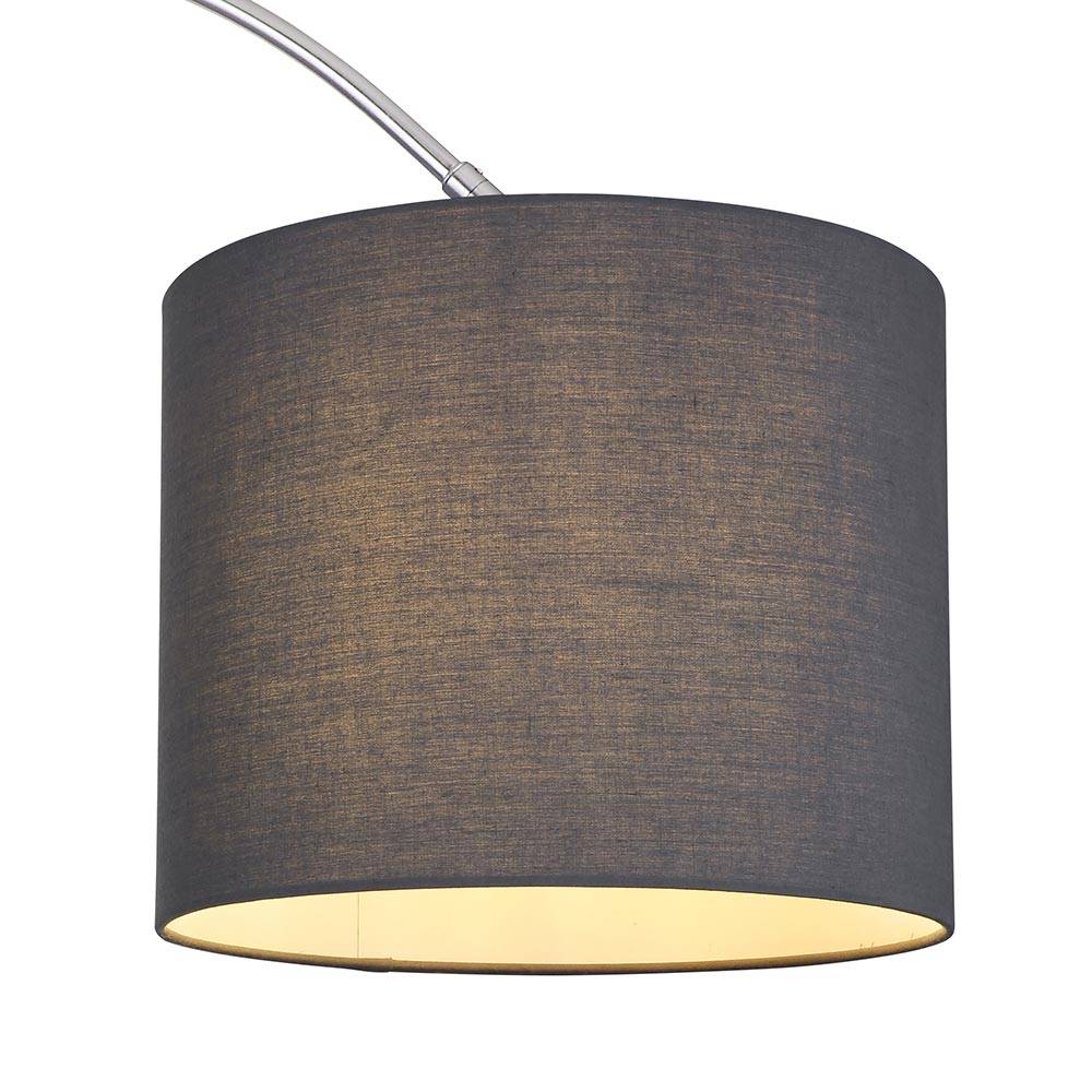 Bogenstehlampe Stoffschirm Stehlampe gebogen Wohnzimmer Bogenlampe grau, höhenverstellbar, 1x E27, LxH 96x195 cm