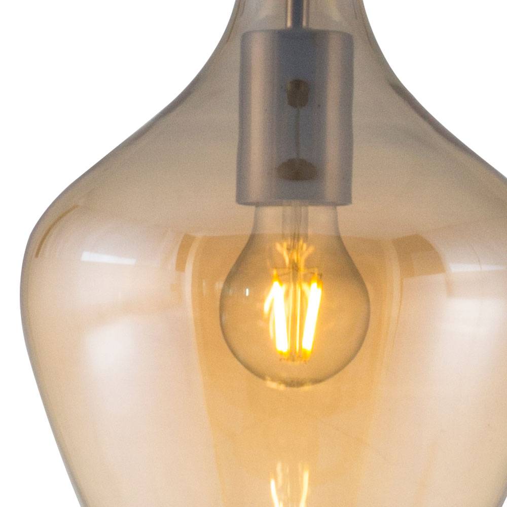Hängeleuchte Wohnzimmer Modern Pendelleuchte Modern Glas Deckenlampe hängend Küche, mit Glasschirm in amber, 1x LED 6W 810Lm warmweiß, DxH 22x150