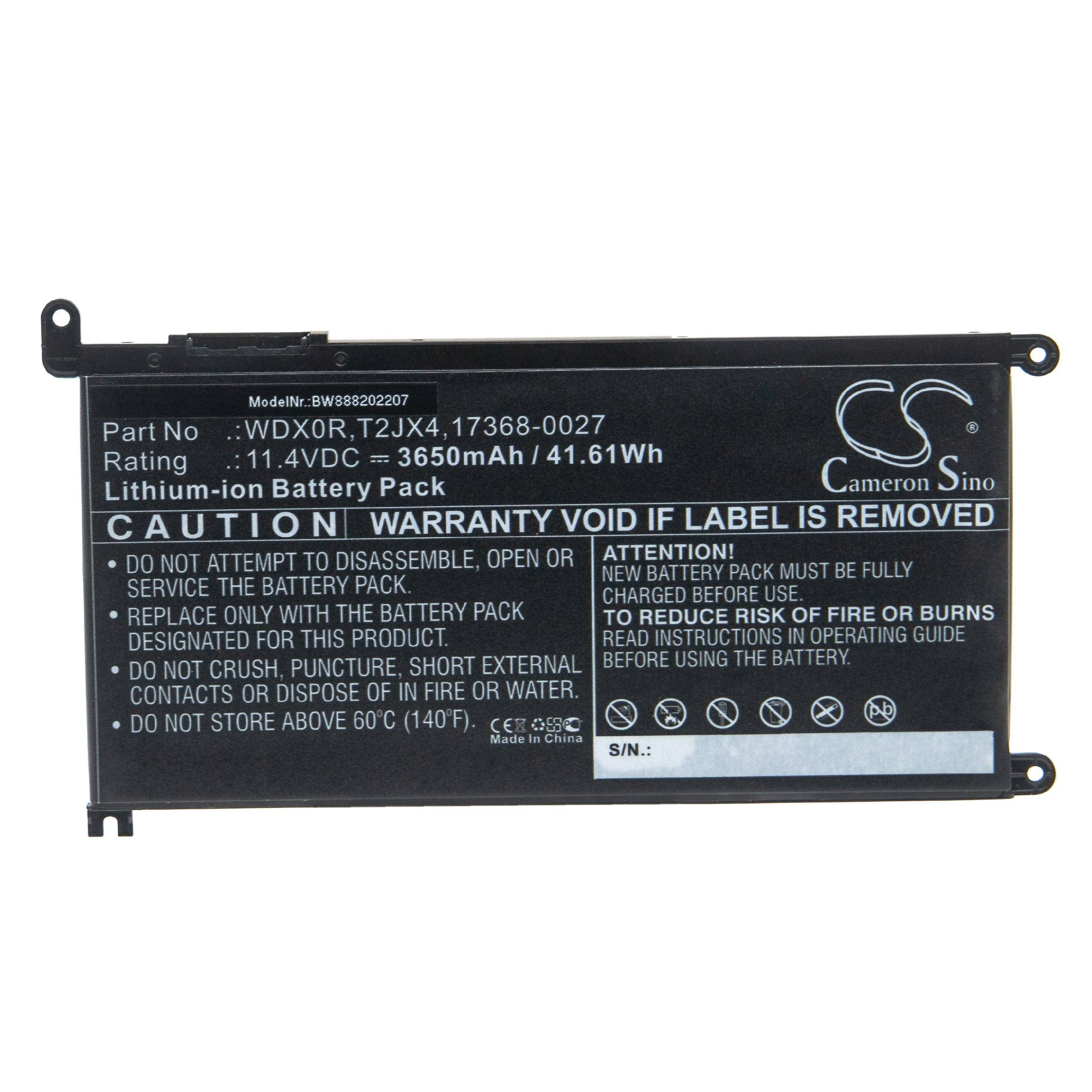vhbw Akku Ersatz für Dell P58F, P58F001, P62F, P62F001, P69G, P69G001, RRJDX für Notebook (3650mAh, 11,4V, Li-Ion)