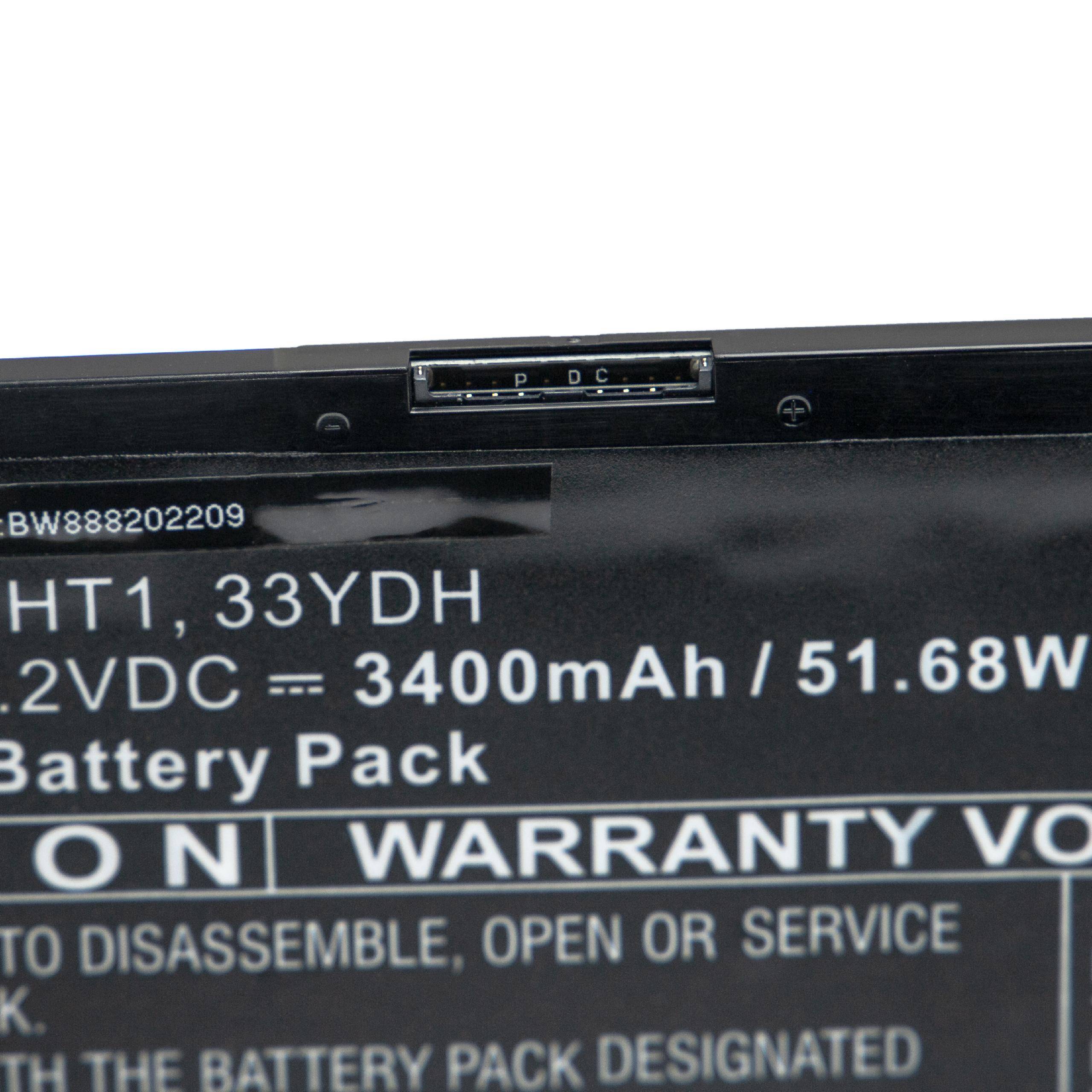 vhbw Akku kompatibel mit Dell N064L3490-D1586CN Notebook (3400mAh, 15,2V, Li-Ion)