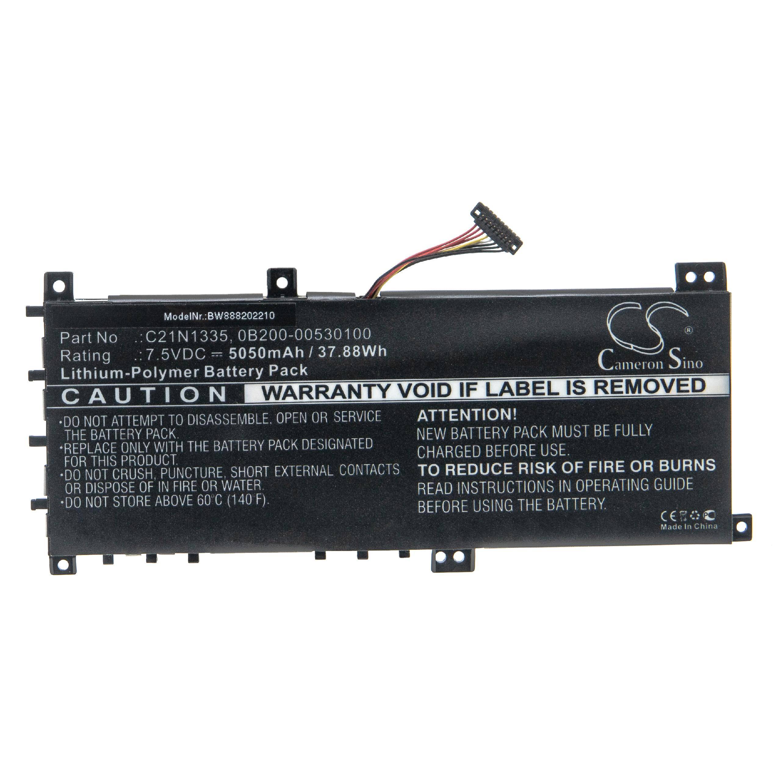 vhbw Akku kompatibel mit Asus VivoBook S451LN-CA159H, S451LN-CA160H Notebook (5050mAh, 7,5V, Li-Polymer)