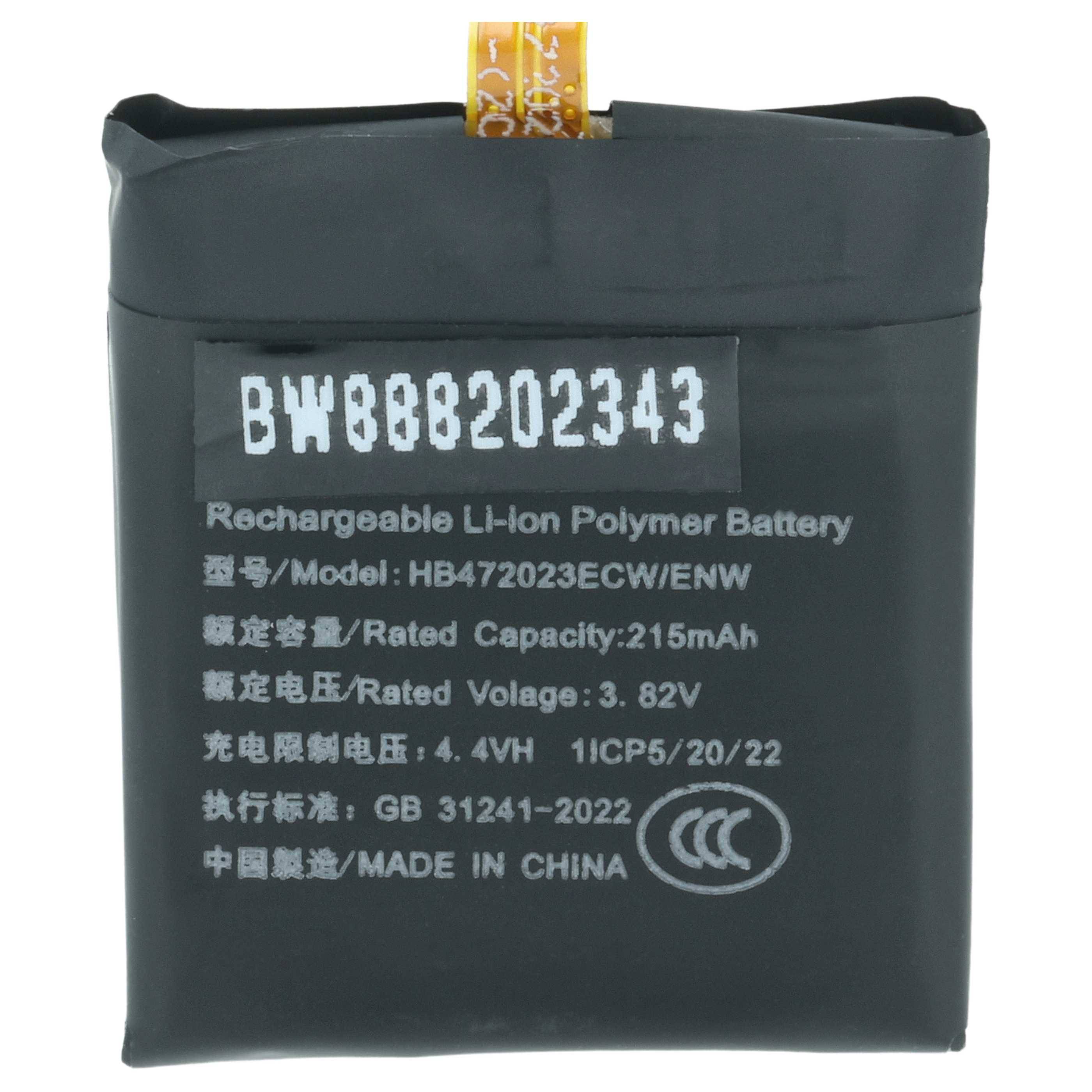 vhbw Akku Ersatz für Huawei HB472023ECW für Smartwatch Uhr Fitnessarmband (210 mAh, 3,82 V, Li-Polymer)