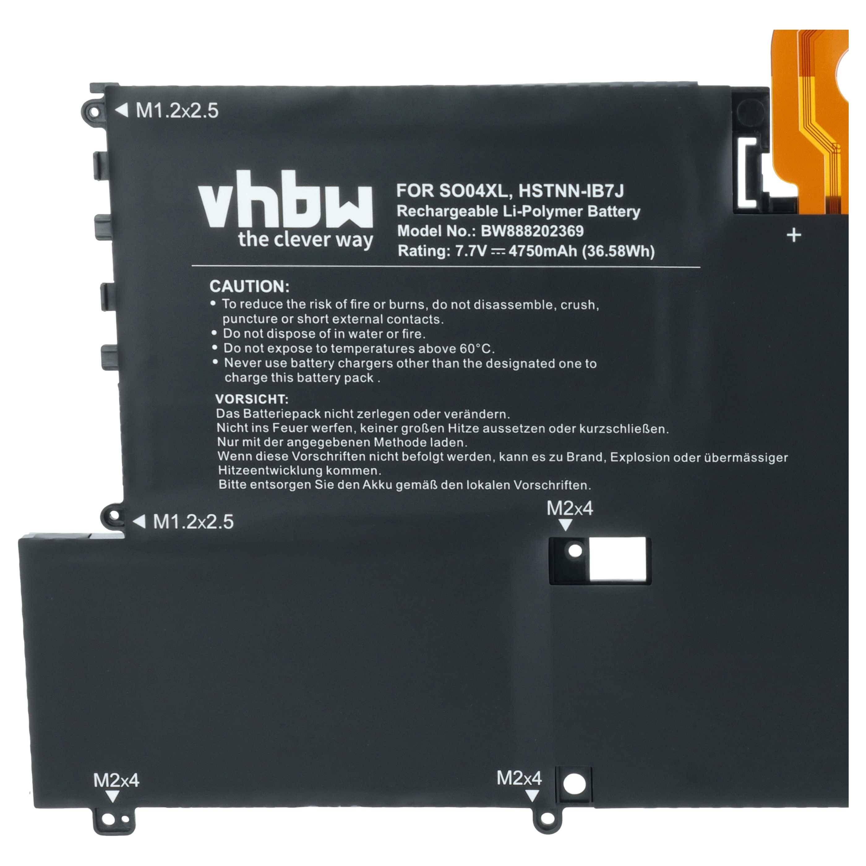 vhbw Akku kompatibel mit HP Spectre 13-V100NV, 13-V100NX, 13-V100UR, 13-V101DX Notebook (4750mAh, 7,7V, Li-Polymer)