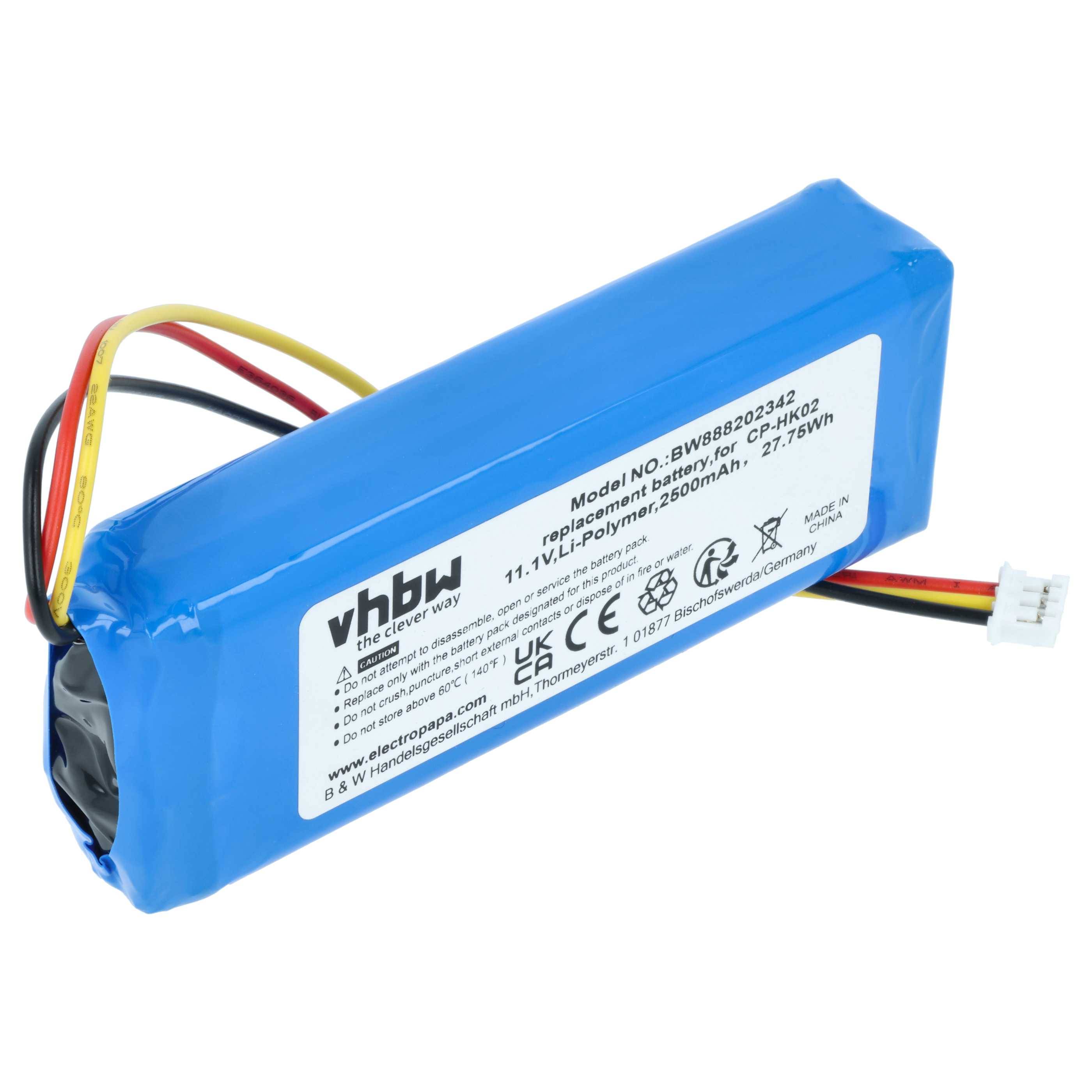 vhbw Akku Ersatz für Harman Kardon CP-HK02, PR-633496 für Lautsprecher Boxen Speaker (2500 mAh, 11,1 V, Li-Polymer)
