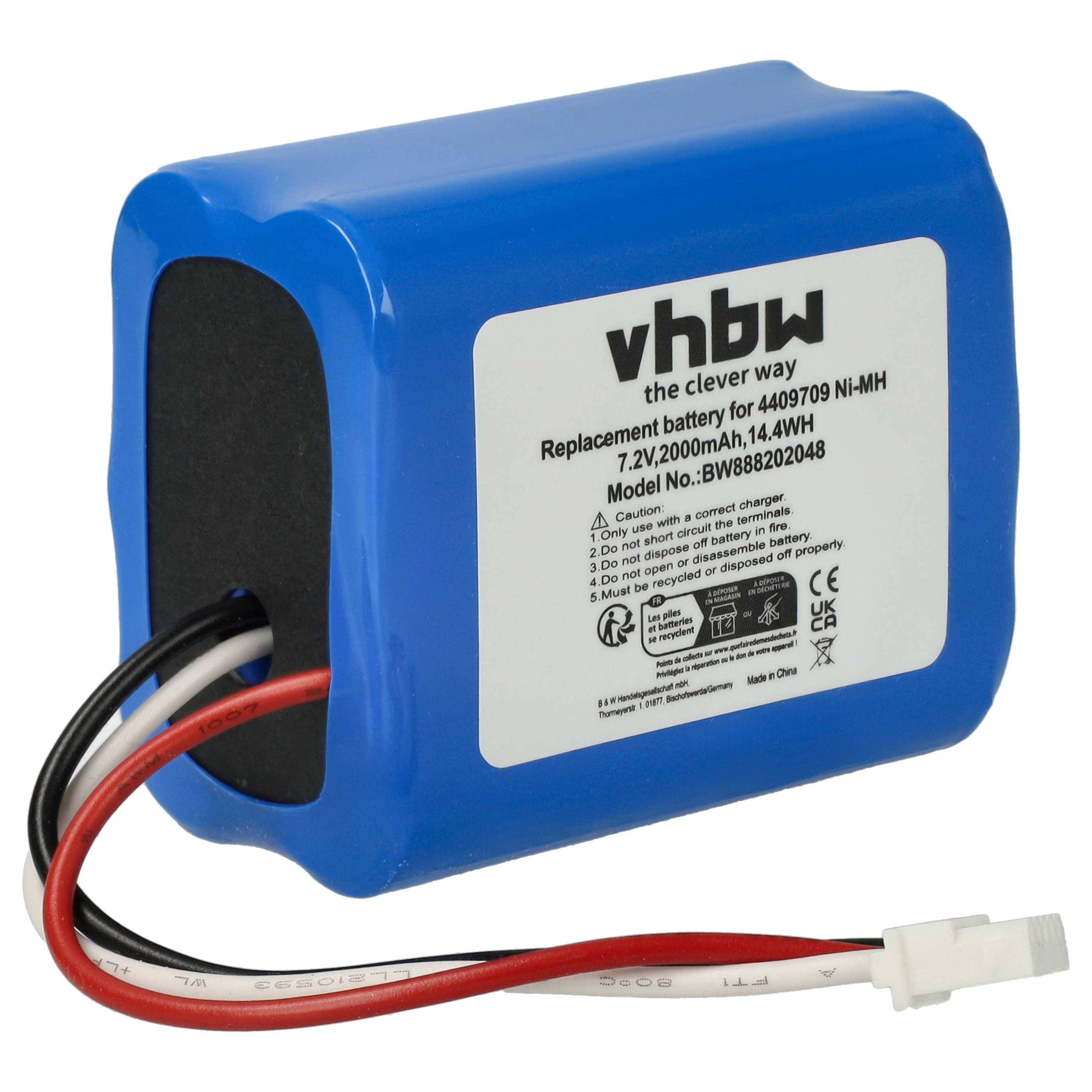 vhbw Akku kompatibel mit Proscenic Pro JoJo T1, Pro Jojo, SEVEN SMITH Saugroboter (2000 mAh, 7,2 V, NiMH)