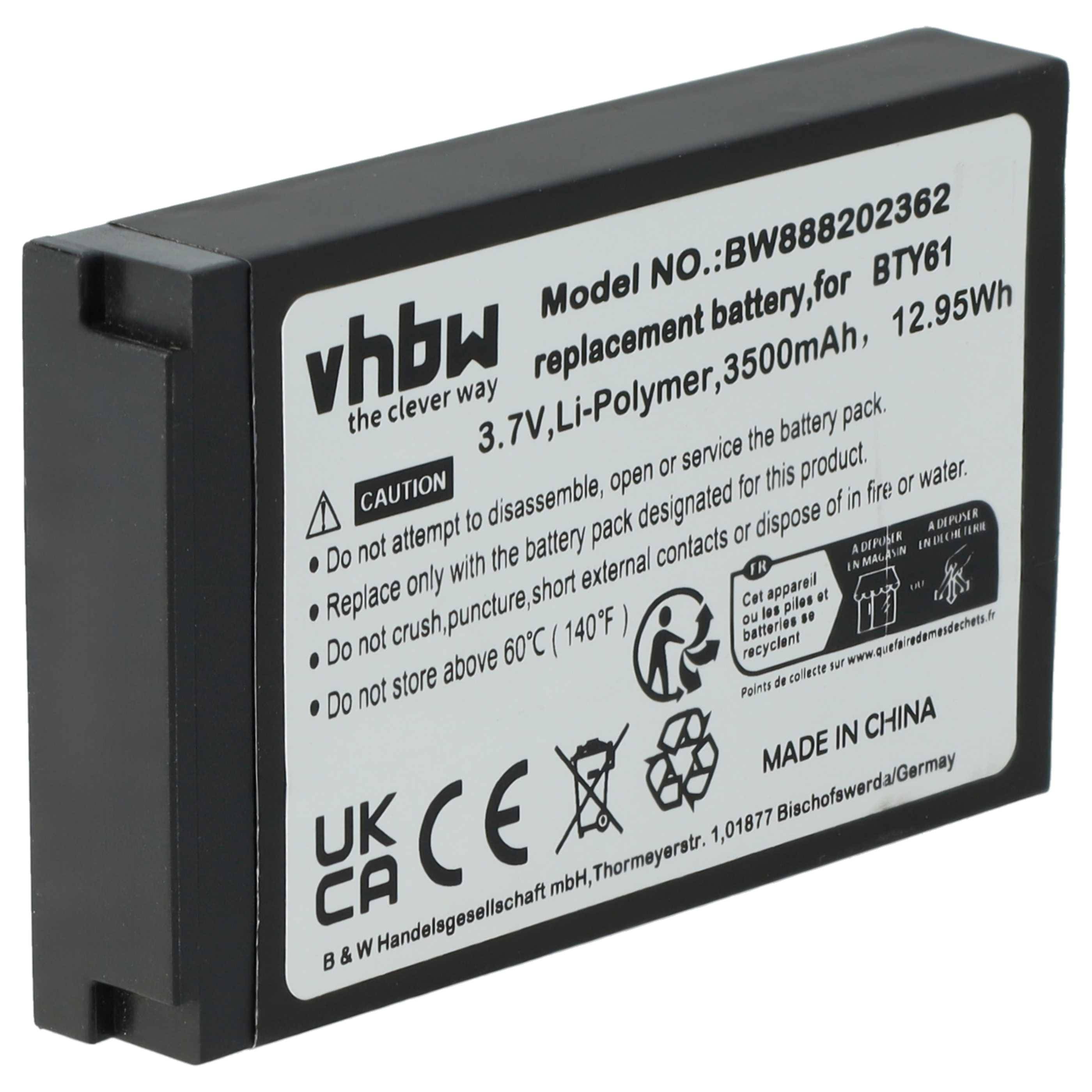 vhbw Akku kompatibel mit Newland MT60, MT60E, MT60H, MT6550, MT6550 Pro, MT66 Handheld Computer Scanner (3800mAh, 3,7V, Li-Polymer)