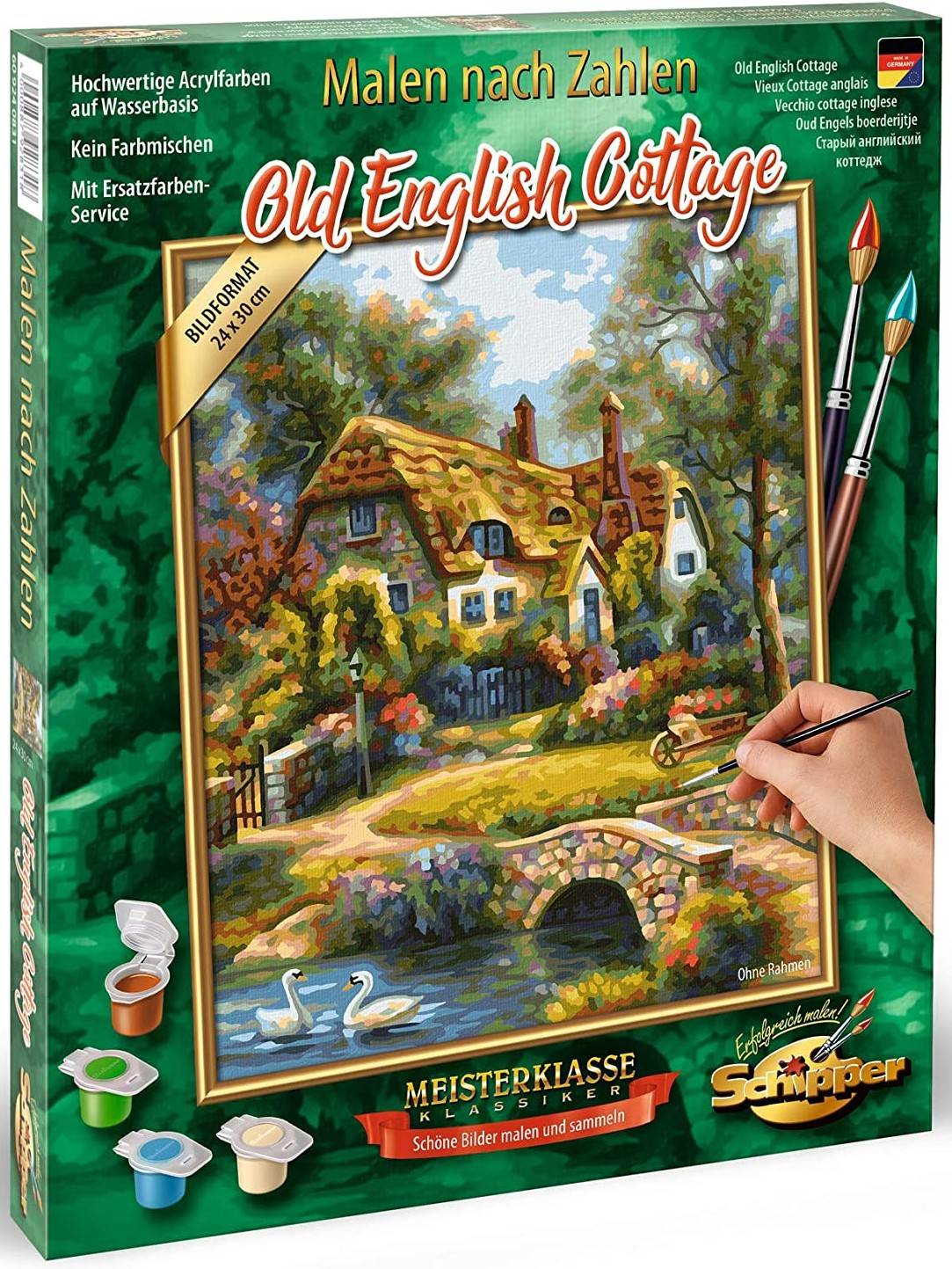 Schipper 609240831 - Malen nach Zahlen, Old English Cottage, 24 x 30 cm Meisterklasse Klassiker, Mit Acrylfarben auf Wasserbasis und Pinsel