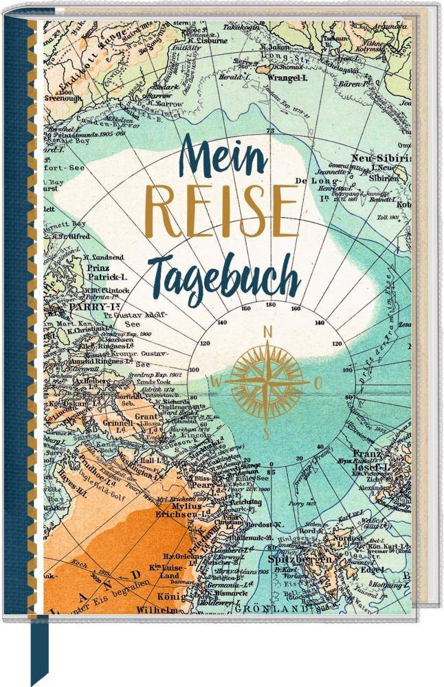 Eintragbuch mit Sammeltasche - Mein Reisetagebuch (Landkarte) Tagebuch 15,5 x 21 cm