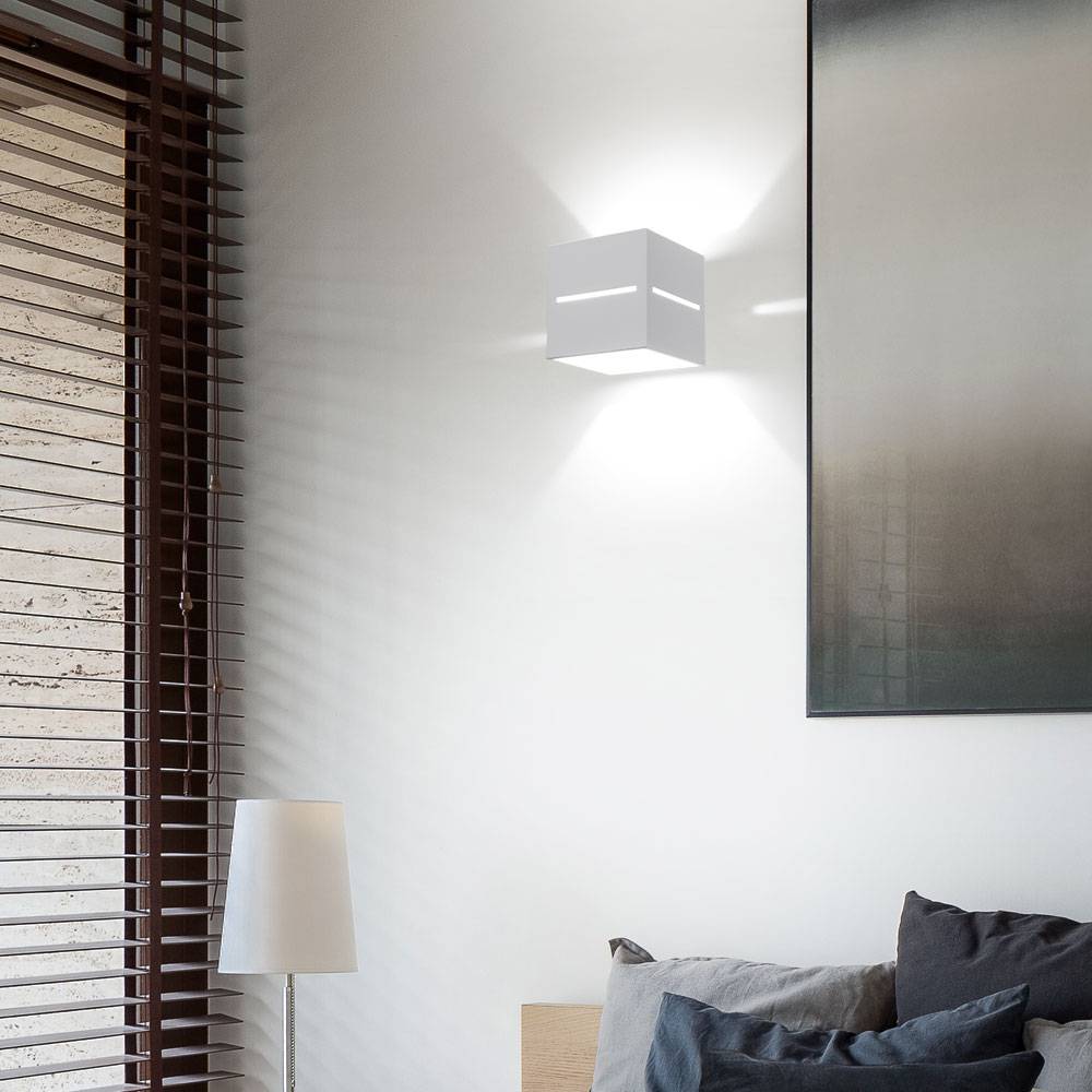 Wandleuchte Innen modern weiss Wandbeleuchtung indirekt Wandstrahler Up Down Lampe Treppenhaus, Aluminium, 1x G9, LxH 10x12 cm
