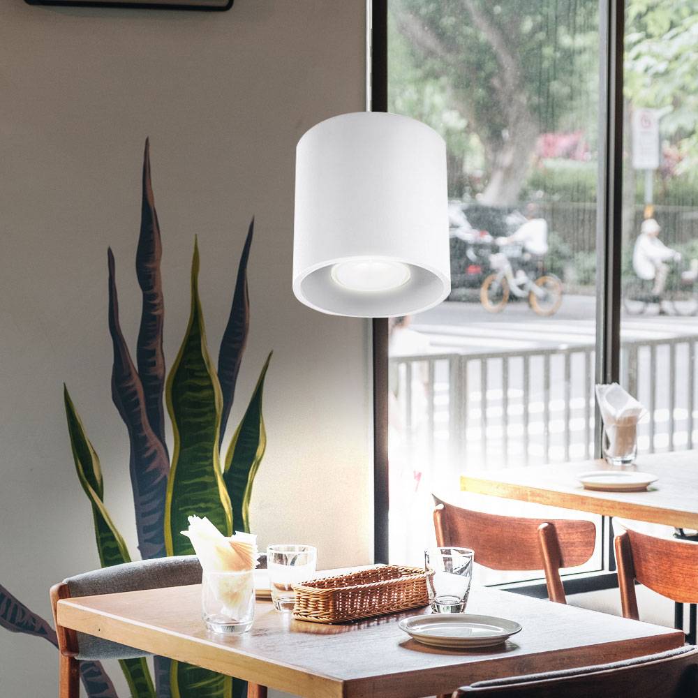Pendelleuchte Zylinder Esstisch Lampen modern Pendelleuchte Wohnzimmer, Aluminium weiß, 1x GU10, DxH 10x80 cm, Esszimmer