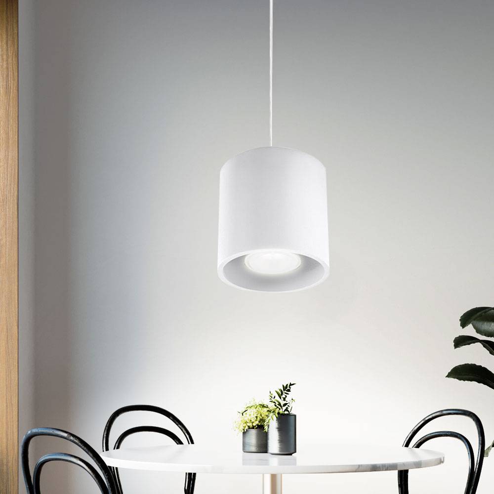 Pendelleuchte Zylinder Esstisch Lampen modern Pendelleuchte Wohnzimmer, Aluminium weiß, 1x GU10, DxH 10x80 cm, Esszimmer