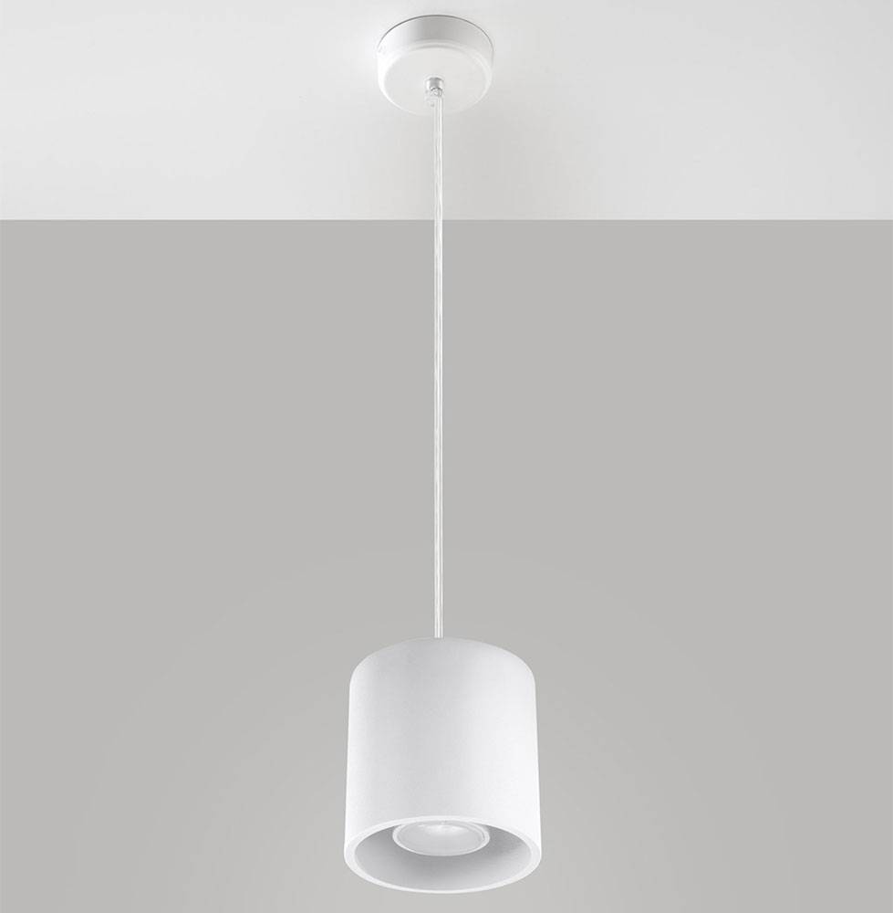 Pendelleuchte Zylinder Esstisch Lampen modern Pendelleuchte Wohnzimmer, Aluminium weiß, 1x GU10, DxH 10x80 cm, Esszimmer