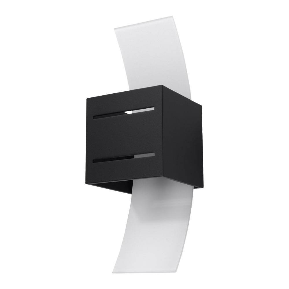 Wandlampe Design Wandleuchten Esszimmer Aluminium Glas Spot Leuchte satiniert, schwarz, 1x G9, x H x T 10x30x12 cm, Wohnzimmer, Flur