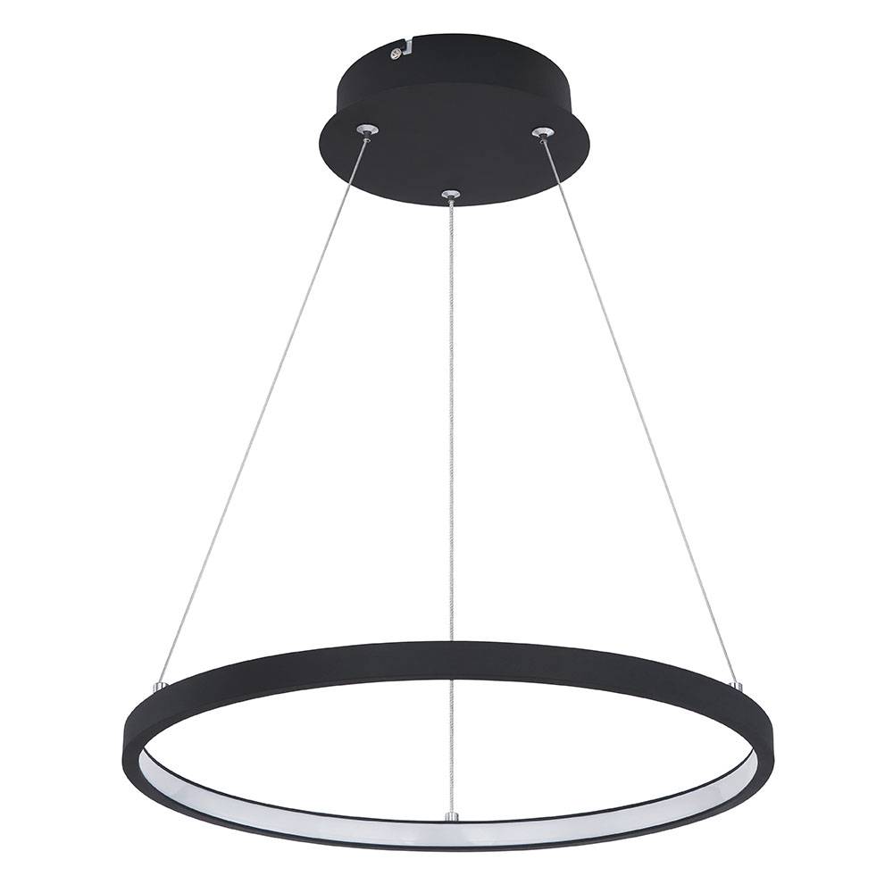 Hängeleuchte Pendelleuchte Ring rund LED Lampen Wohnzimmer hängend Modern, aus Metall in schwarz-matt opal, 1x LED 19W 800Lm warmweiß, DxH 38,5x120
