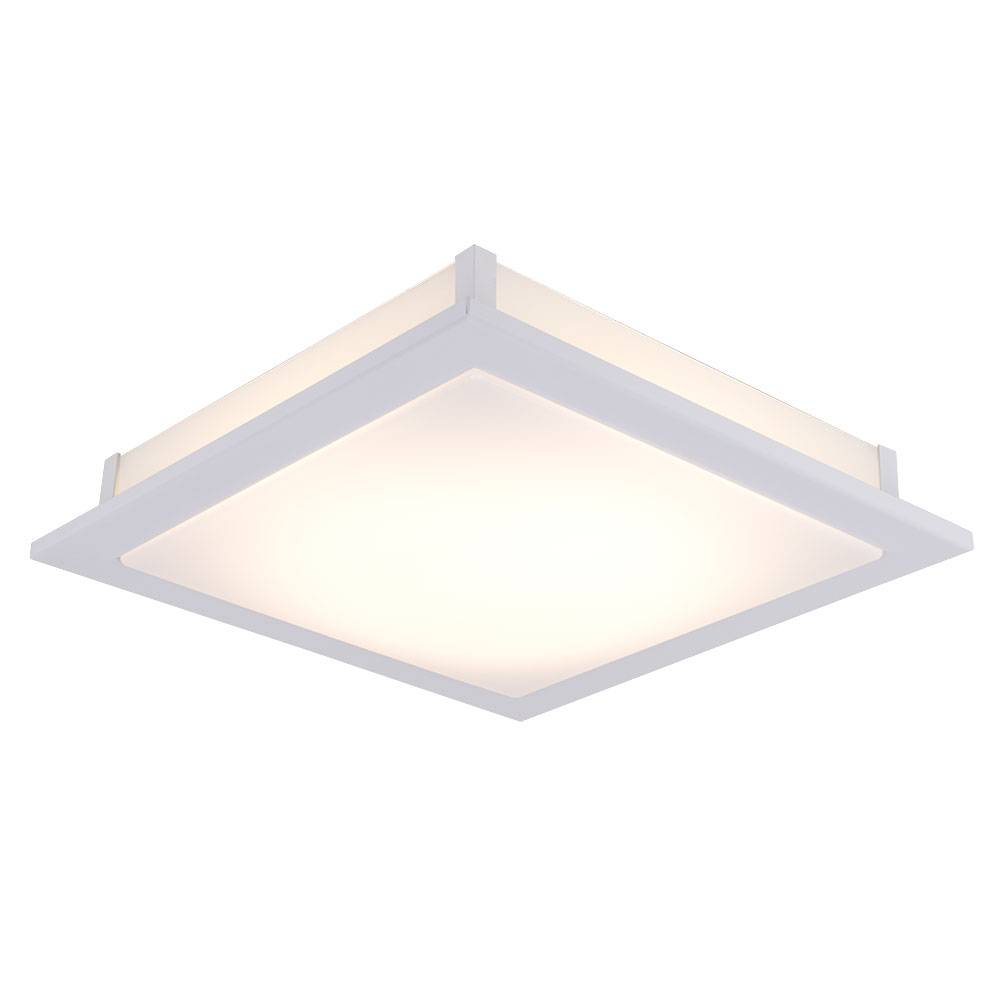 LED Deckenleuchte eckig Esszimmer Deckenpanel Wohnzimmer Deckenlampe weiß, aus Stahl und Glas, 1x LED 18W 1506Lm warmweiß, LxH 38,5x6,5 cm