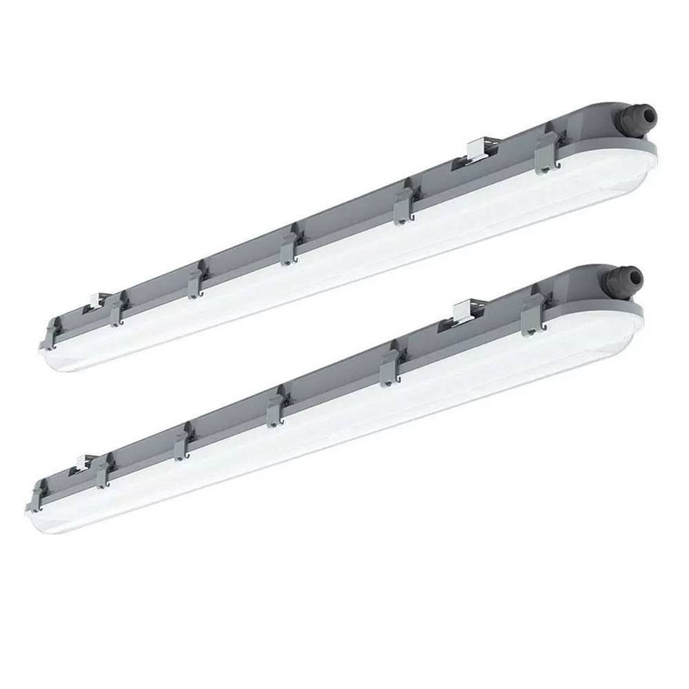 LED Feuchtraumleuchte kaltweiß LED Werkstatt Deckenleuchte 60 cm, Reihenschaltung Röhre IP65, 1x LED 18W 2160lm 6400K, Keller Garage. 2er Set