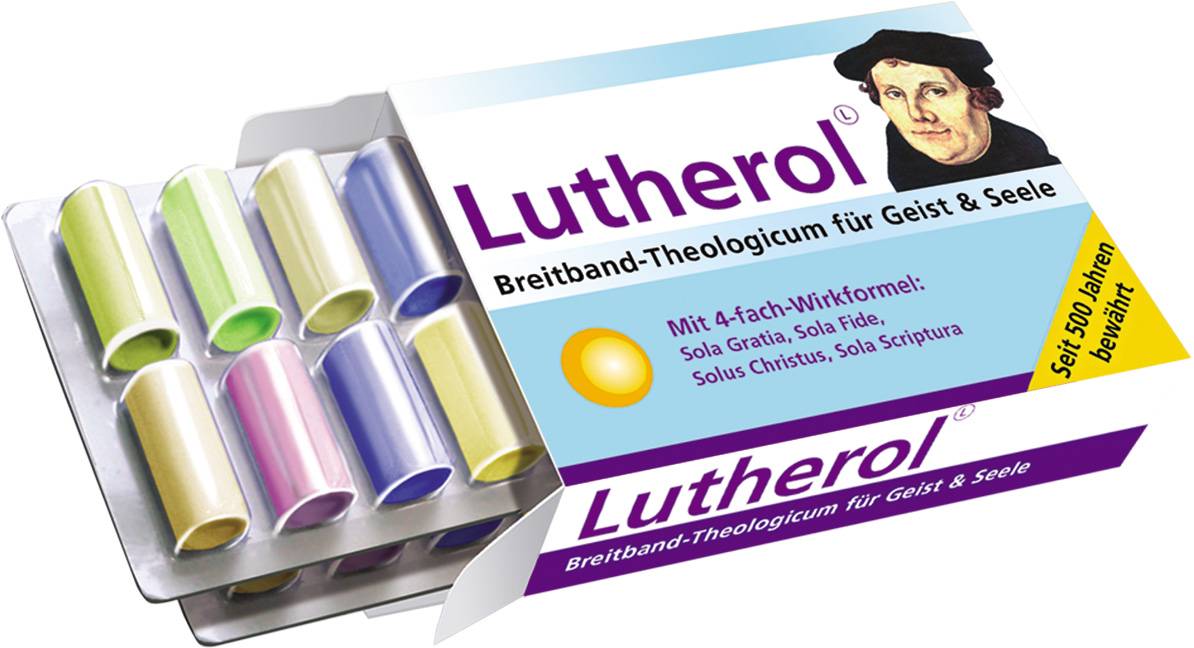 Lutherol, Geschenkbox (imitiert Arzneimittel-Schachtel) Breitband Theologicum für Geist und Seele
