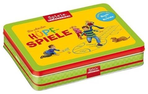 Die schönsten Hüpfspiele Mit 3 Straßenmalkreiden in Metalldose, Spiele-Klassiker