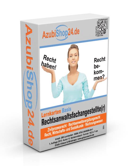 AzubiShop24.de Basis-Lernkarten Rechtsanwaltsfachangestellte(r) Erfolgreiche Prüfungsvorbereitung auf die Abschlussprüfung