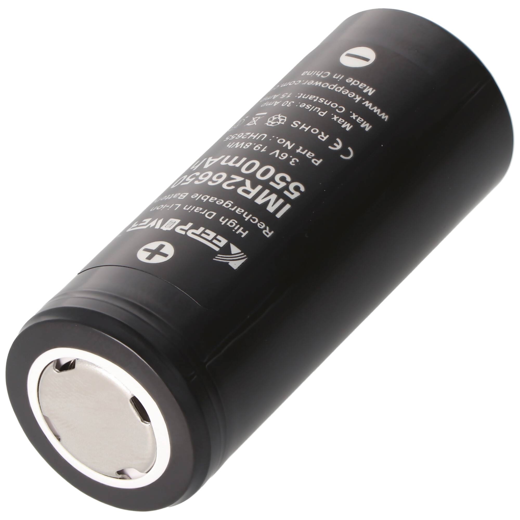 IMR 26650 Li-Ion Akku 5500mAh 3,6V - 3,6V 15A konstant Abmessungen 66,5 x 26,3 mm
