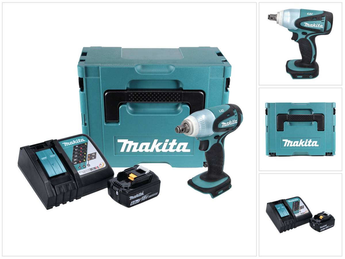 Makita DTW 251 RG1J Akku Schlagschrauber 18 V 230 Nm 1/2" + 1x Akku 6,0 Ah + Ladegerät + Makpac