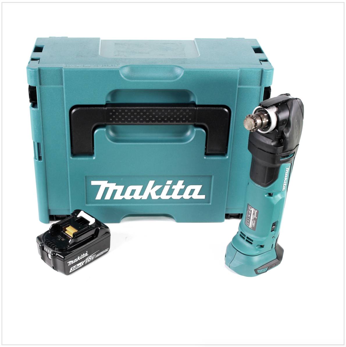 Makita DTM 51 F1J 18V Li-Ion Akku Multifunktionswerkzeug im Makpac + 1x 3,0 Ah Li-Ion Akku - ohne Zubehör, ohne Ladegerät