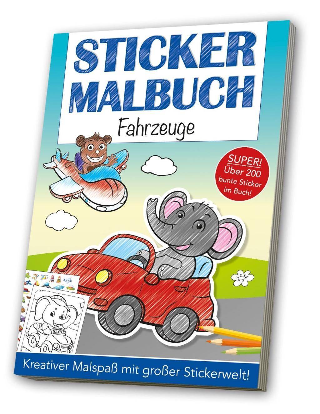 Stickermalbuch Fahrzeuge Kreativer Malspaß mit großer Stickerwelt!