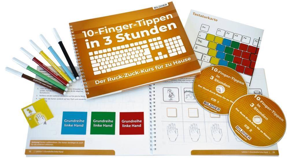 10-Finger-Tippen in 3 Stunden, mit 2 Audio-CD, mit 1 Buch Der Ruck-Zuck-Kurs für zu Hause - in kürzester Zeit blind jeden Buchstaben finden.