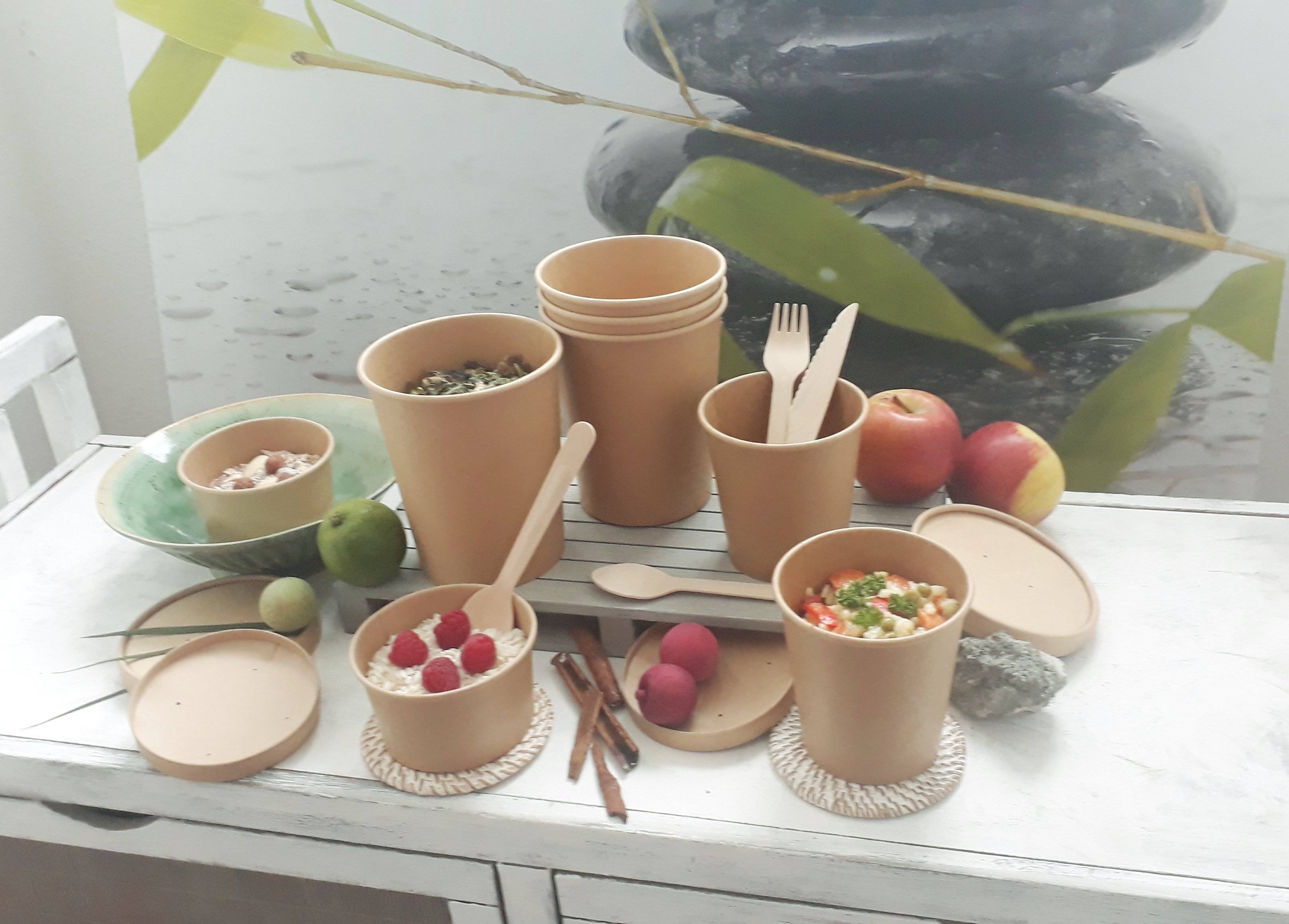 Deckel Double Disk für Pappbehälter Kraft 750 + 900 ml - Typ: Deckel - 25 Stück