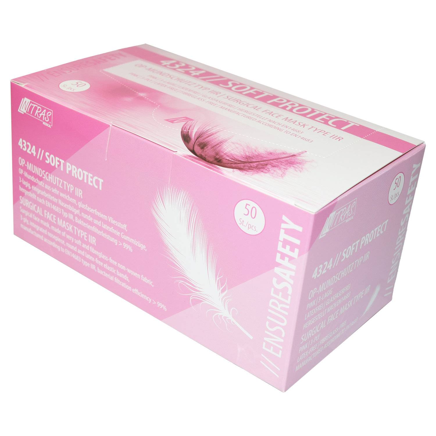 OP-Mundschutz, rosa, 100% Fleece, latexfrei, 3-lagig 50 Stück