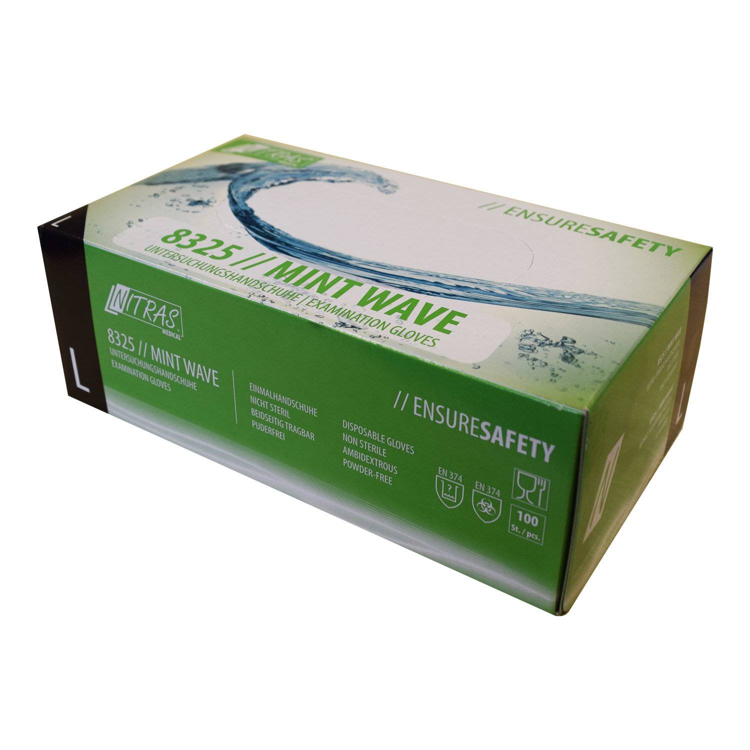 NITRAS MINT WAVE, Einmalhandschuhe aus Nitril, grün L 100 St.