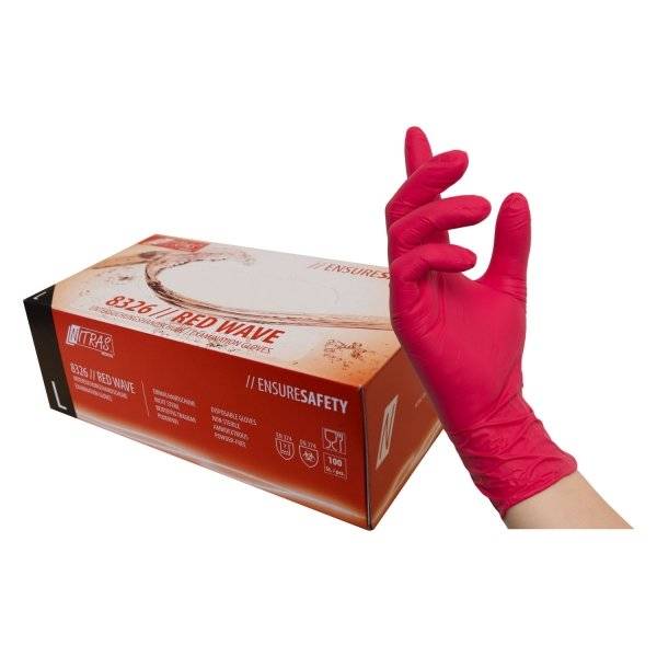 NITRAS RED WAVE Nitril-Einmalhandschuhe, rot- 1 Packung = 100 Stück, Größe: S