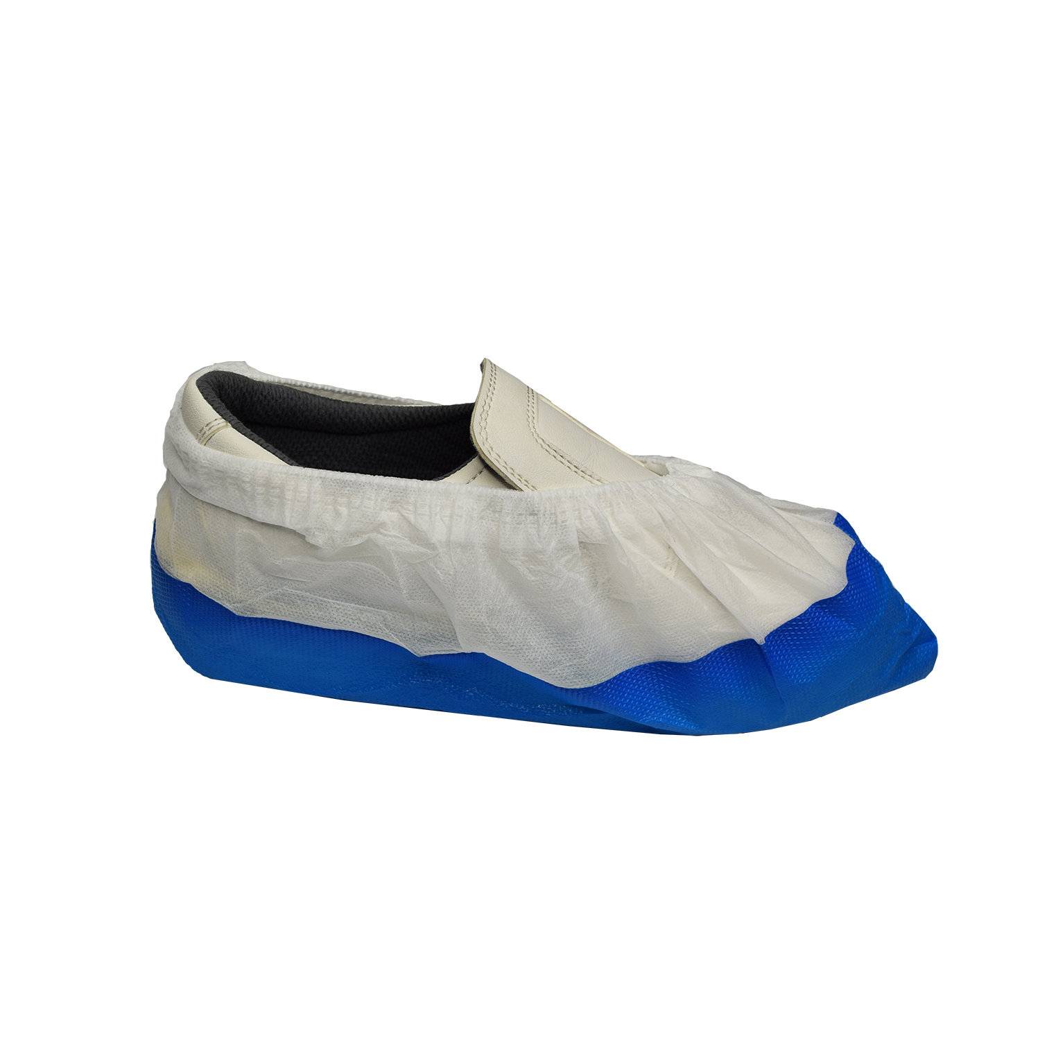 NITRAS Überschuhe mit CPE-Laufsohle, weiß mit blauer Sohle 50 St.