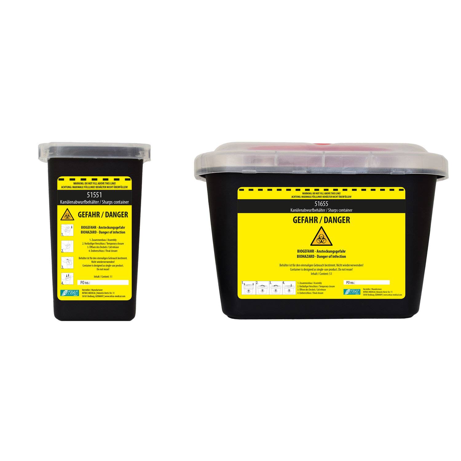 Kanülen Abwurfbehälter schwarz, 1 L