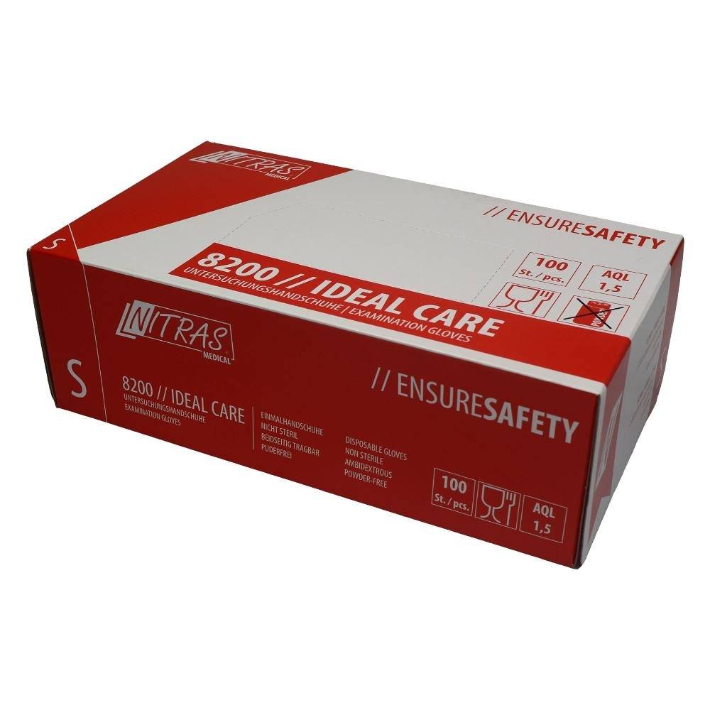NITRAS IDEAL CARE, Latex-Einmalhandschuhe, naturfarben S 100 St.