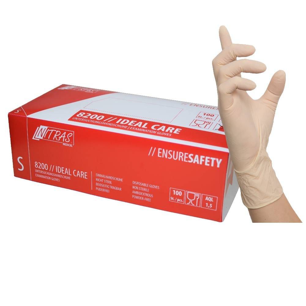 NITRAS IDEAL CARE, Latex-Einmalhandschuhe, naturfarben XL 100 St.