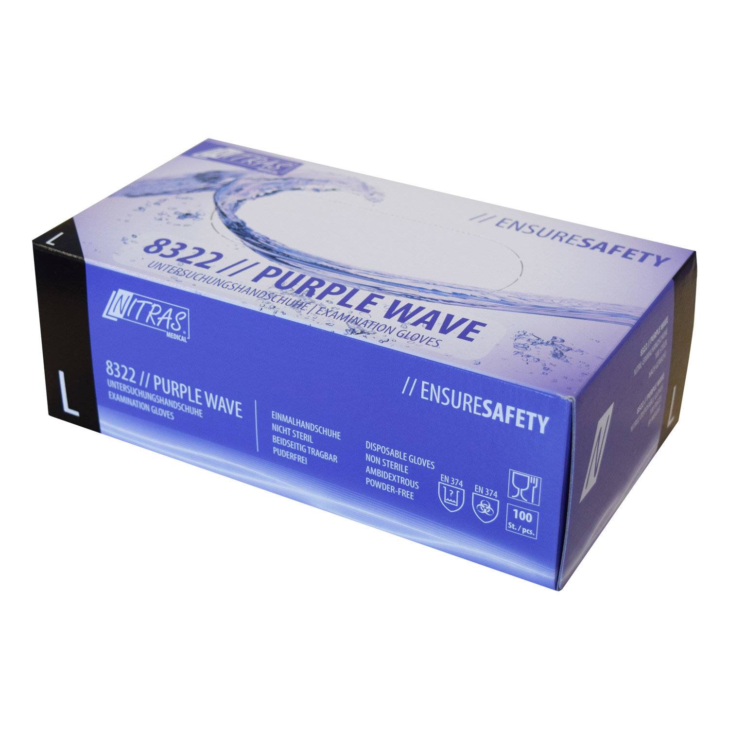NITRAS PURPLE WAVE, Einmalhandschuhe aus Nitril, lila L 100 St.