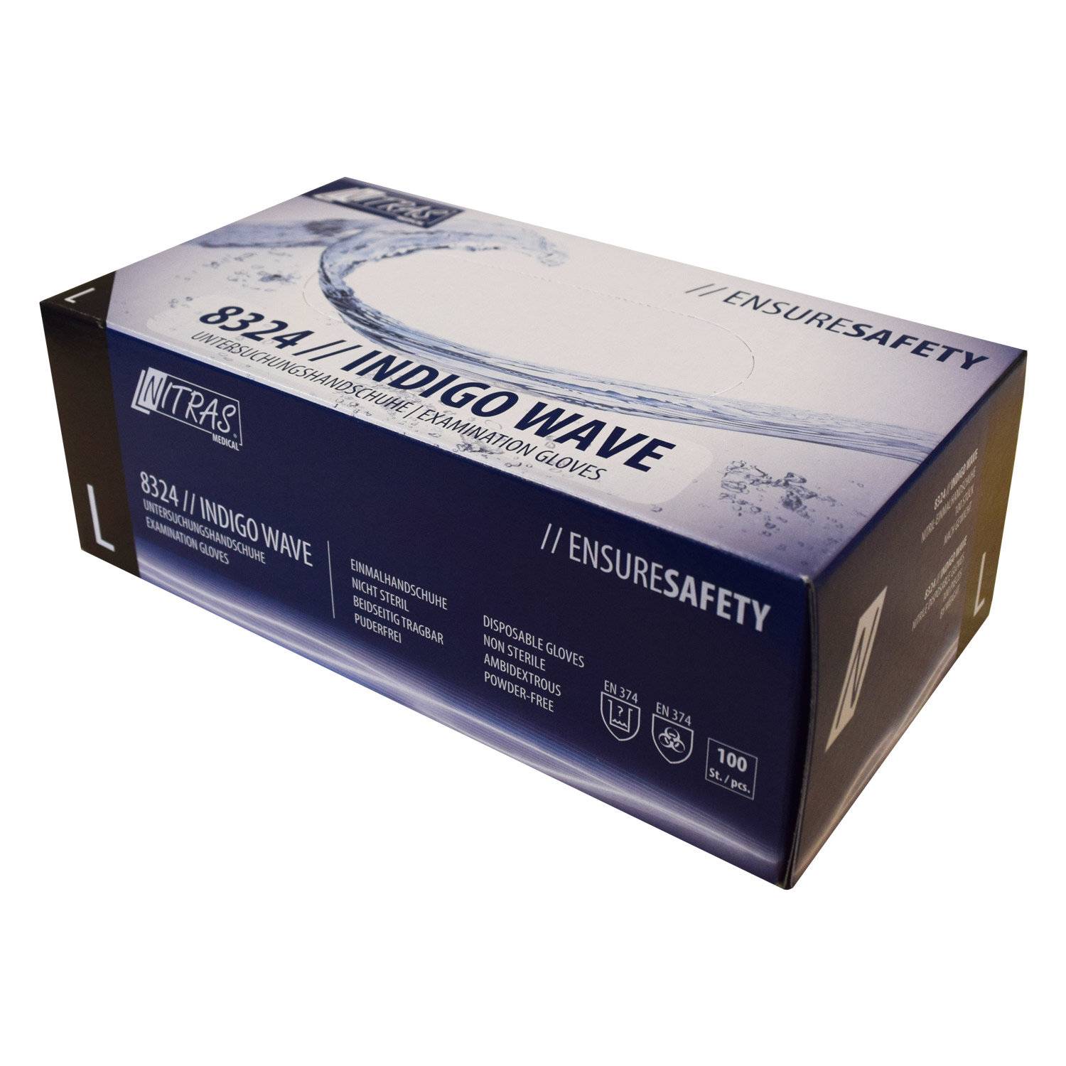 NITRAS INDIGO WAVE, Einmalhandschuhe aus Nitril, dunkelblau M 100 St.