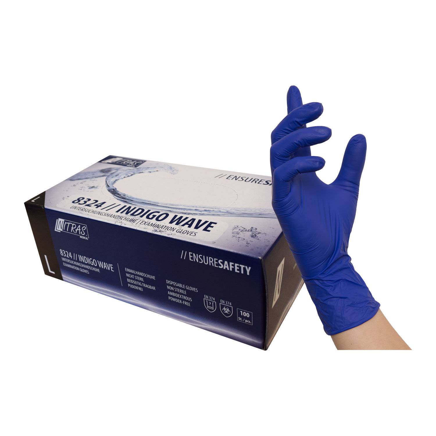 NITRAS INDIGO WAVE, Einmalhandschuhe aus Nitril, dunkelblau XL 100 St.