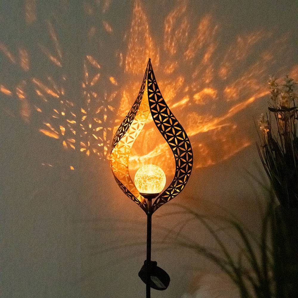 Solarleuchte Flamme Garten Solarstab für Außen Solar Garten Deko für Außen, mit Erdspieß und Lichteffekt in gelb und blau, 1x LED, H 90 cm, 2er S