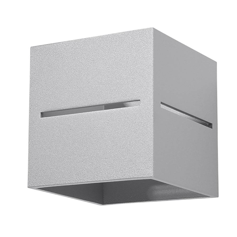 Wandleuchte Innen modern grau Wandbeleuchtung indirekt Wandstrahler Up Down Lampe Treppenhaus, mit Lichteffekt Aluminium, 1x G9, LxBxH 10x10x12 cm