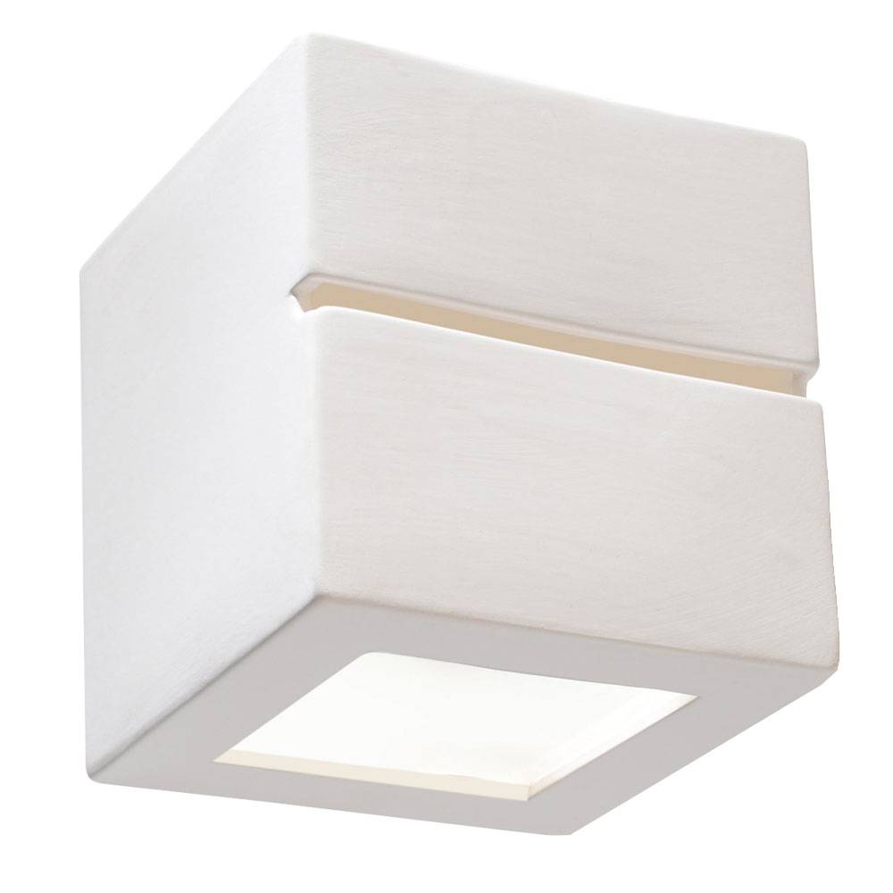 Wandlampe Keramik weiß E27 Wandleuchte Innen Oben und Unten Treppenhaus Lampe Wand, Leuchte bemalbar, 1x E27, LxH 15x15 cm