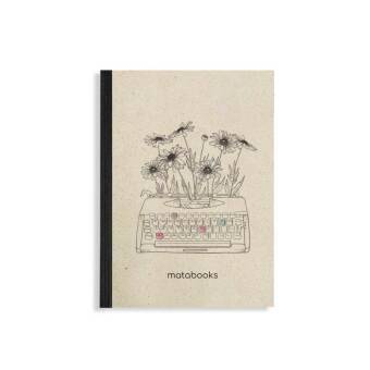 Steifbroschur Dahara A6 'Typewriter' Nachhaltiges und veganes Notizbuch aus Graspapier 10 x 13,5 cm