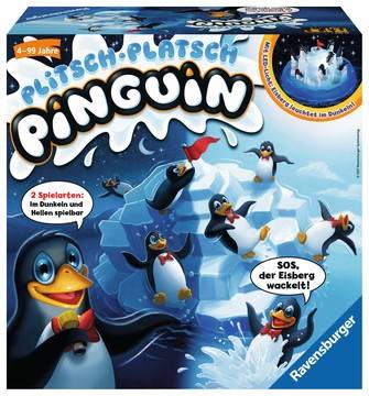 Ravensburger 21325 - Plitsch-Platsch Pinguin, Kinderspiel SOS, der Eisberg wackelt!