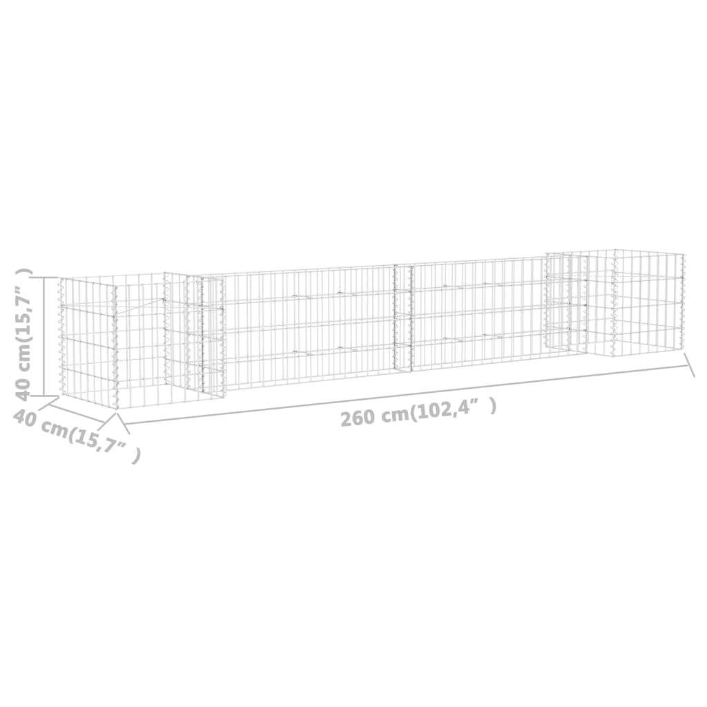 vidaXL H-förmiger Gabionen-Pflanzkorb Stahldraht 260x40x40 cm