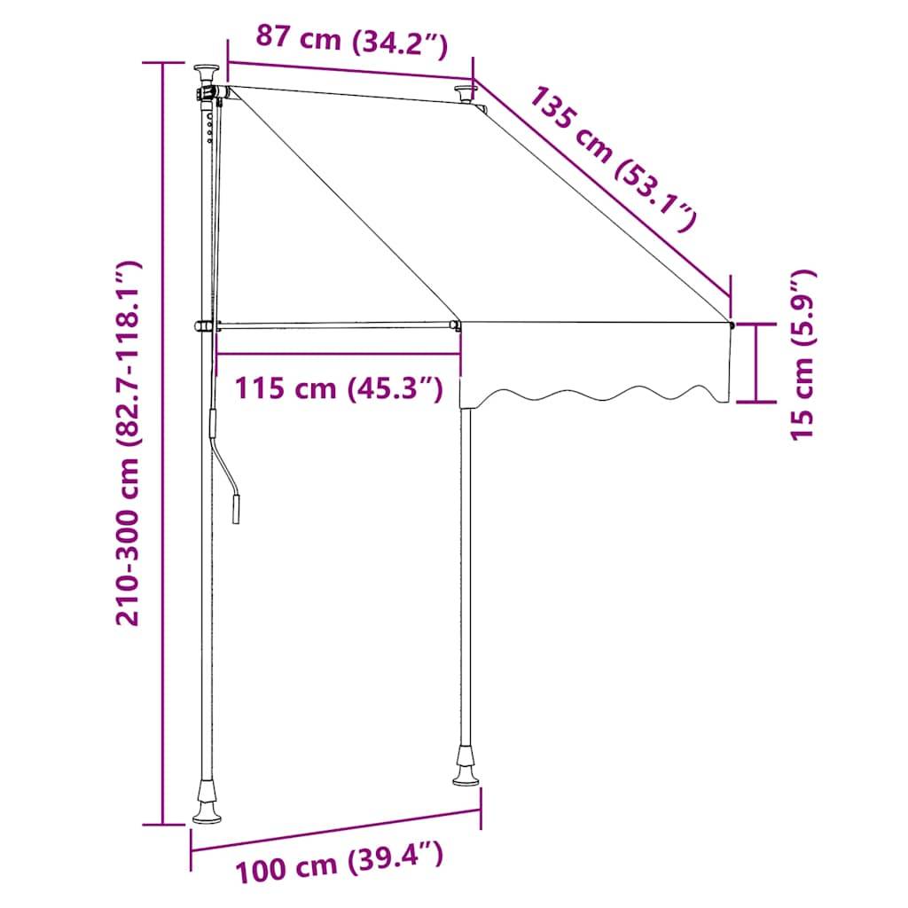 vidaXL Einziehbare Markise Handbetrieben 100 cm Creme
