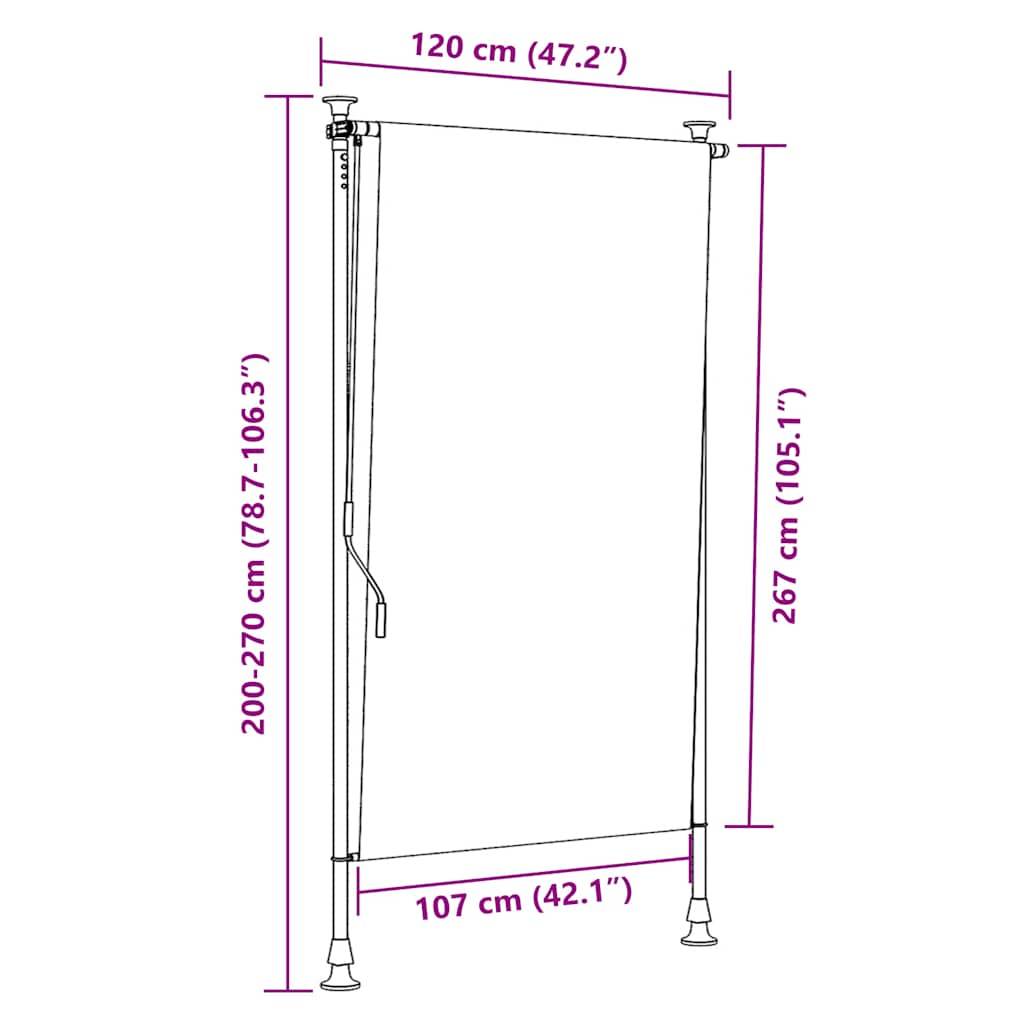 vidaXL Außenrollo Orange und Weiß 120x270 cm Stoff und Stahl