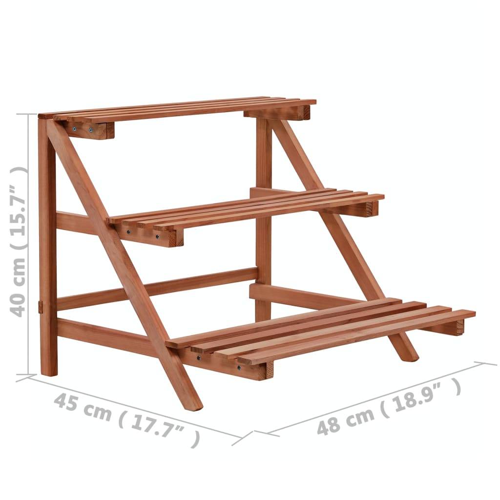 vidaXL 3-Tier Pflanzenständer Zedernholz 48x45x40 cm