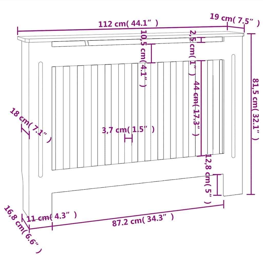 vidaXL Heizkörperverkleidung Anthrazit 112x19x81,5 cm MDF