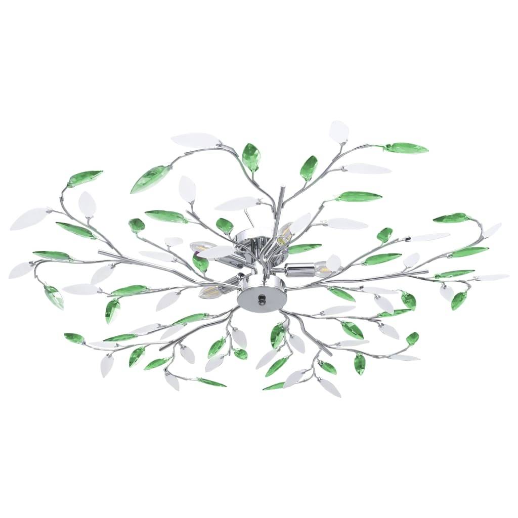 vidaXL Deckenleuchte mit Acrylglas-Blätter für 5 x E14-Lampen Grün